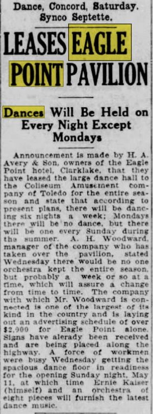 Pleasant View Hotel and Dance Pavillion - May 08 1924 Article (newer photo)